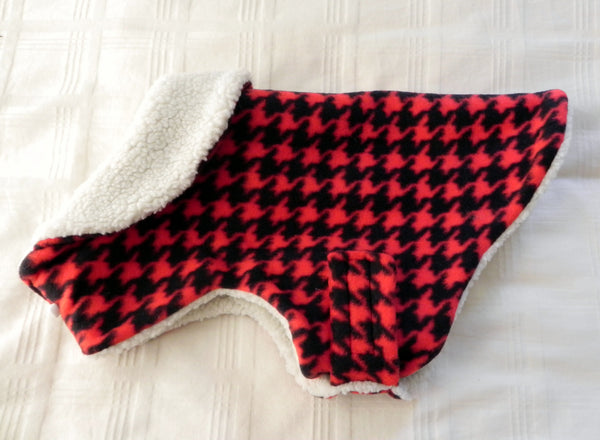Red and Black Fleece Houndstooth